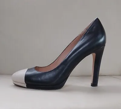 Zara Basic Collection Womens Black/Beige Toe Block Heel Court Shoes E36 UK3 VGC • £13.97