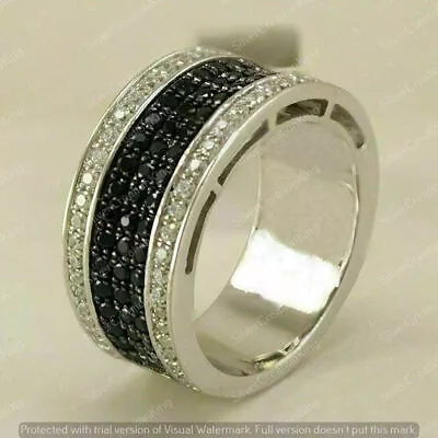 $140.88 • Buy Mens Wedding Pinky Ring 2CT Round Simulated Black Diamond 925 Silver Gold Plated