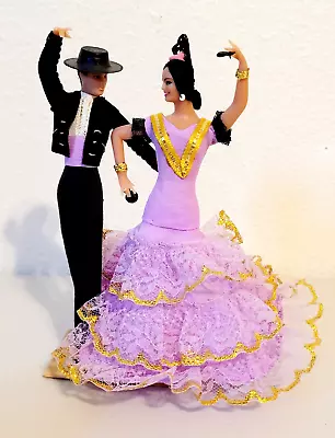 Vintage Marin Chiclana Spanish Flamenco Dancer Couple Purple Dress With Box 7  • $19.99