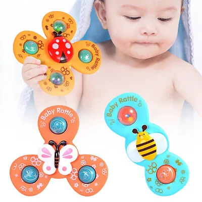 £6.79 • Buy 3x Baby Suction Cup B Spinner Cartoon Toys Fidget Spinning Fun Butterfly Gifts
