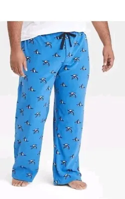 Goodfellow Medium 32/34 Mens Microfleece Pajama Pants Pockets NWT Blue Geese • $8.99