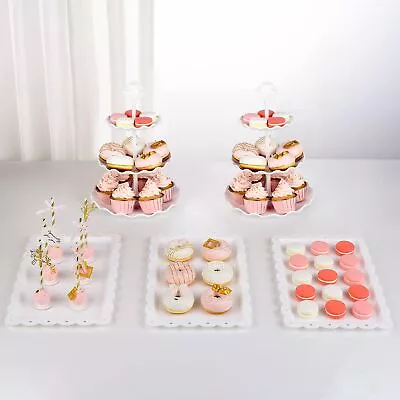 NWK 5 Piece Cake Stand Set With 2xLarge 3-Tier Cupcake Stands + 3X Appetizer ... • $39.58