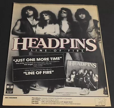 1984 Print Ad Headpins Line Of Fire Just One More Time Album MTV Music Art Rare • $19.98