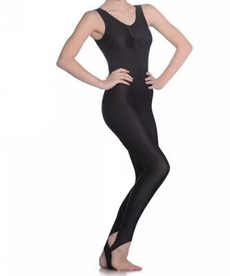 £7.99 • Buy Girls Ladies Black Cat Suit Starlite Ballet Dance  Wear Foot Stirups Size 5