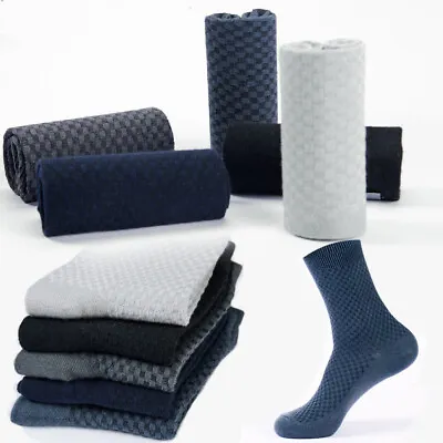 5 Pairs Men Bamboo Fiber Socks Business Dress Deodorant Breathe Socks 7-11 10-13 • $11.04