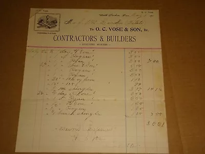 1900's Letterhead O.C. Vose & Son Contractors & Builders South Wareham MA • $10