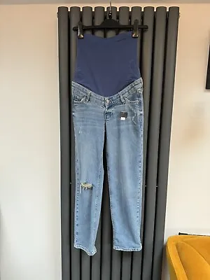 Bnwt New M&S Boyfriend Medium Indigo Blue Maternity Denim Jeans Size 6 Short • £16.99