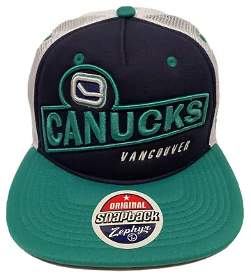 Zephyr NHL Vancouver Canucks  Showtime  5 Panel Flat Bill SnapBack Hat NWT • $34.99