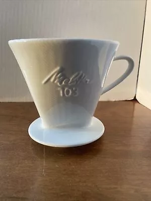 MELITTA 103 White Porcelain Coffee Filter Holder Pour Over Large 1 Hole • $29.99