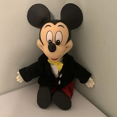 DISNEY Mickey Mouse Doll Vintage  Plastic Rubber Head & Hands Cloth Body • $8.50