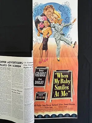 MOTION PICTURE HERALD Oct 1948 Betty Grable Poster Ad WHEN MY BABY SMILES AT ME • $35