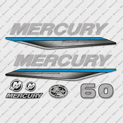 Mercury 60 Hp Four Stroke 2019-2022 BLUE Outboard Engine Decals Sticker • $53.99