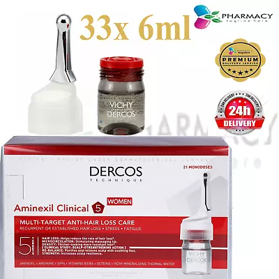 VICHY DERCOS Aminexil Clinical 5 Women 21 X 6ml Ampoules – Hair Loss Treatment • $79