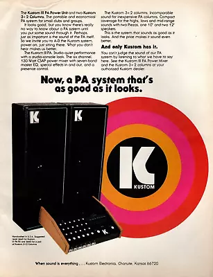 Vtg 1970s KUSTOM PA MAGAZINE PRINT AD Board Mixer Column Speakers Pinup Page • $9.99