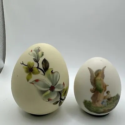 Vintage Porcelain Floral Decorative Easter Egg Angel Watching Kids And Flowers • $14.99
