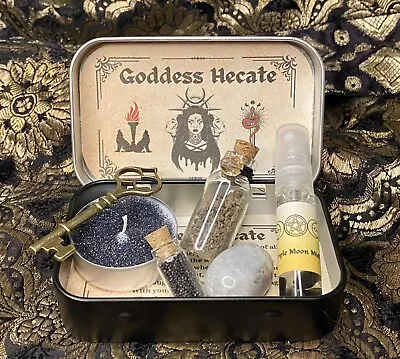 Hekate Shrine Altar Tin Offering Box Witchcraft Box Goddess Decor  Pagan • £16.99