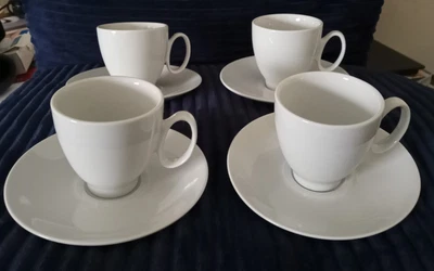£7.99 • Buy French Guy Degrenne White Porcelain Espresso Coffee 4 Cups & Saucers