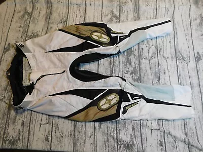 Vtg No Fear Y2k Mx Elektron Motocross Pants White Gold Men's 34 • $75