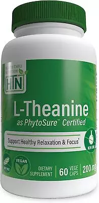 Health Thru Nutrition L-Theanine 200mg 60 Veggie Capsules Sleep Aid Relaxation • £12.84