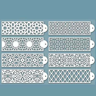 8Pcs Cake Stencil Leaf Shape Decorating Lace Cake Boder Stencils Template Mold • £4.34