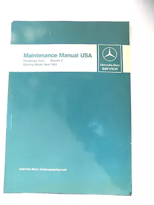 Mercedes Maintenance Manual Starting 1981 - 1982 W107 W123 W126 380 300d 300cd • $64.99