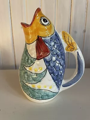 VTG Ceramic Fish Pitcher Jug Hand Painted Made In Italy • $24