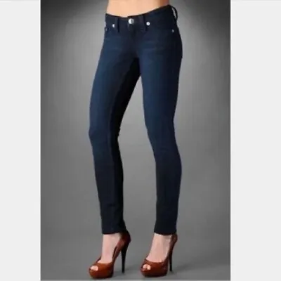 True Religion Size 23 Womens Casey Indigo French Terry Jegging Skinny Jeans • $17.49