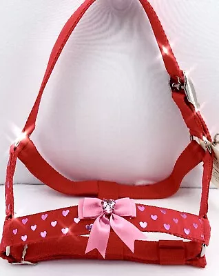 Red And Pink Mini Miniature Shetland Pony Headcollar Halter Handmade Hearts 🐴 • £18.95