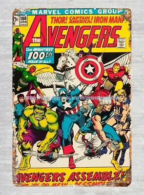 $18.88 • Buy Wall Decor  Avengers Comic Captain America Hulk Metal Tin Sign
