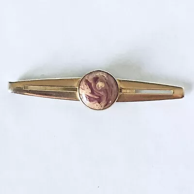 Vintage 40s 50s Anson Sword Tie Clip Bar Gold Tone Metal Purple Stone 3  Mid MCM • $9.74