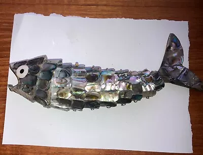 Vintage Mother Of Pearl Articulated Fish Abalone  8in Long • $49