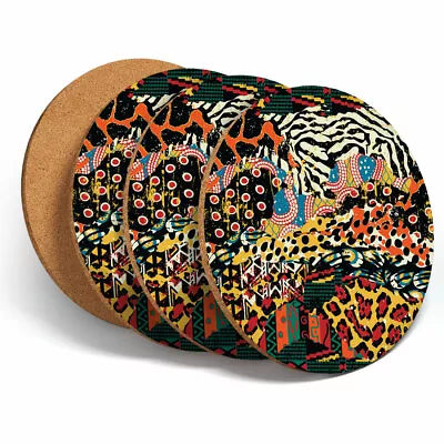 £7.99 • Buy 4 Set - African Fabric Tribe Africa Coasters - Kitchen Drinks Coaster Gift #2784