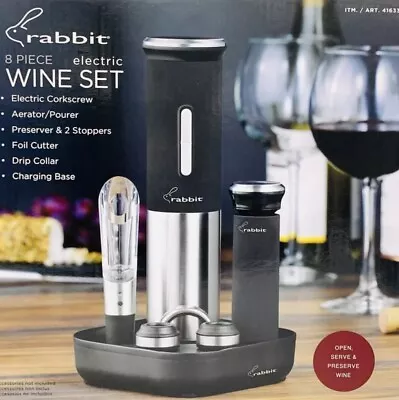 Rabbit 8 Piece Electric Wine Opener Set Corkscrew Aerator Stoppers Foil Cutter + • $30