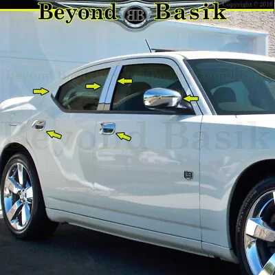 For 2006-2010 Dodge Charger CHROME 4 Door Handle COVERS+Mirrors+SS Pillar Posts • $69.99