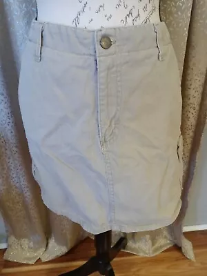 MUDD Jeans Beat Generation Khaki Mini Skirt With Leather Logo & Pockets Size 11 • $15
