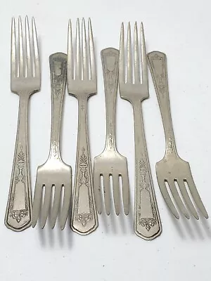 6 N S Co EPNS Silverplate Dinner Forks Chandelier Ornate National Silverplate  • $9