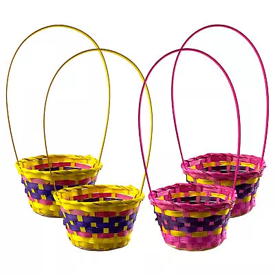 Easter Egg Hunt Wicker Baskets - Pink Purple Yellow (Set Of 4) • £9.99