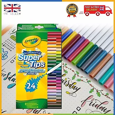 CRAYOLA SuperTips Washable Markers - Assorted Colours 24 Count (Pack Of 1) UK • £8.69