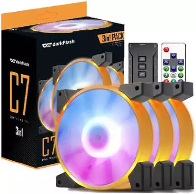 3 Pack C7 RGB 12V 120mm 3Pin LED Computer Cooler Cooling PC Case Fan Kit • $14.99