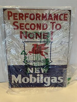 Mobilgas Tin Metal Sign Flying Red Winged Horse On Front NEW In Plastic Bag • $12