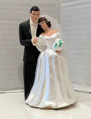 VTG. CHALKWARE 1950's WEDDING CAKE TOPPER W/FISHNET HANDPAINTED 4  • $7.95