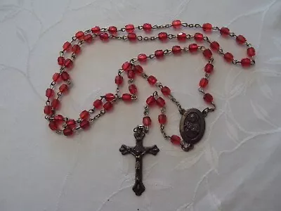 Vintage St. Therese Red Faux Crystal Rosary #rel • $13