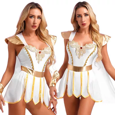 Womens Warrior Costume Roman Ancient Greek Cosplay Outfit Halloween Fancy Dress • £6.61