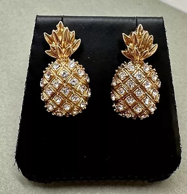 J. Crew Pineapple Rhinestone Pave Stud Earrings Gold Tone  • $18