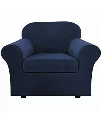 Rich Velvet Stretch 2 Piece Chair Cover Chair Slipcover Sofa Cover Navy • $29.99