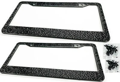 2 X Black Bling Diamond Crystal Glitter Metal License Plate Frame For BMW Mini • $18.78