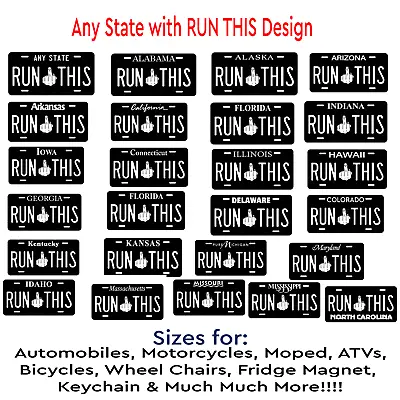 RUN THIS ANY TEXT Personalized License Plate Tag For Auto Car Bike ATV Keychain • $20.99