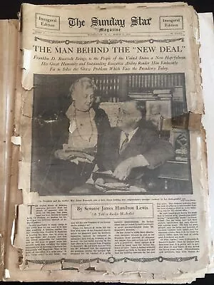 Vintage Newspaper The Sunday Star  March 5 1933   The Man Behind The New Deal” • $10.50