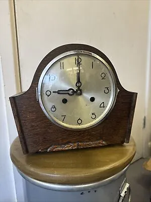 Antique C1930’s Art Deco Oak Chime Mantle Clock Hammer • £36