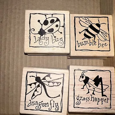 Lot Of 4  Wood Mounted Rubber Stamps By Magenta Various Insects • $15